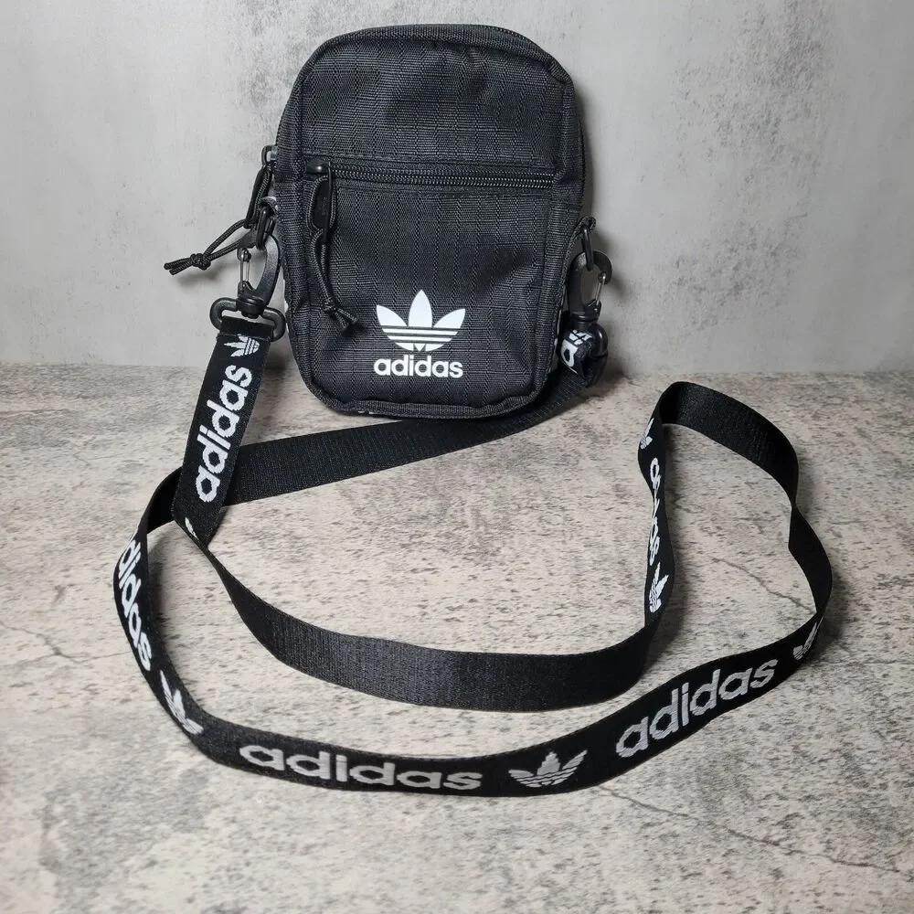 Adidas Originals Black Linear Core Festival Crossbody Bag One Size